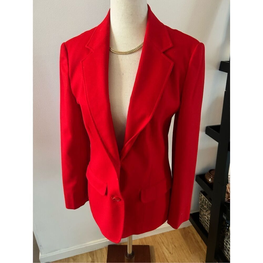 Pendleton Holiday Red 100% Wool Blazer Jacket Size 8